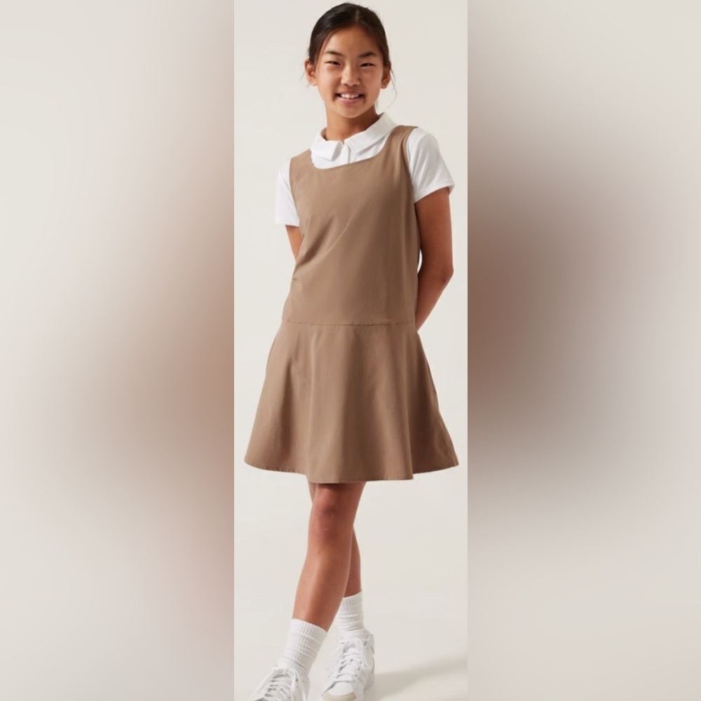 Athleta Girl School Day Dress In Tan Khaki S